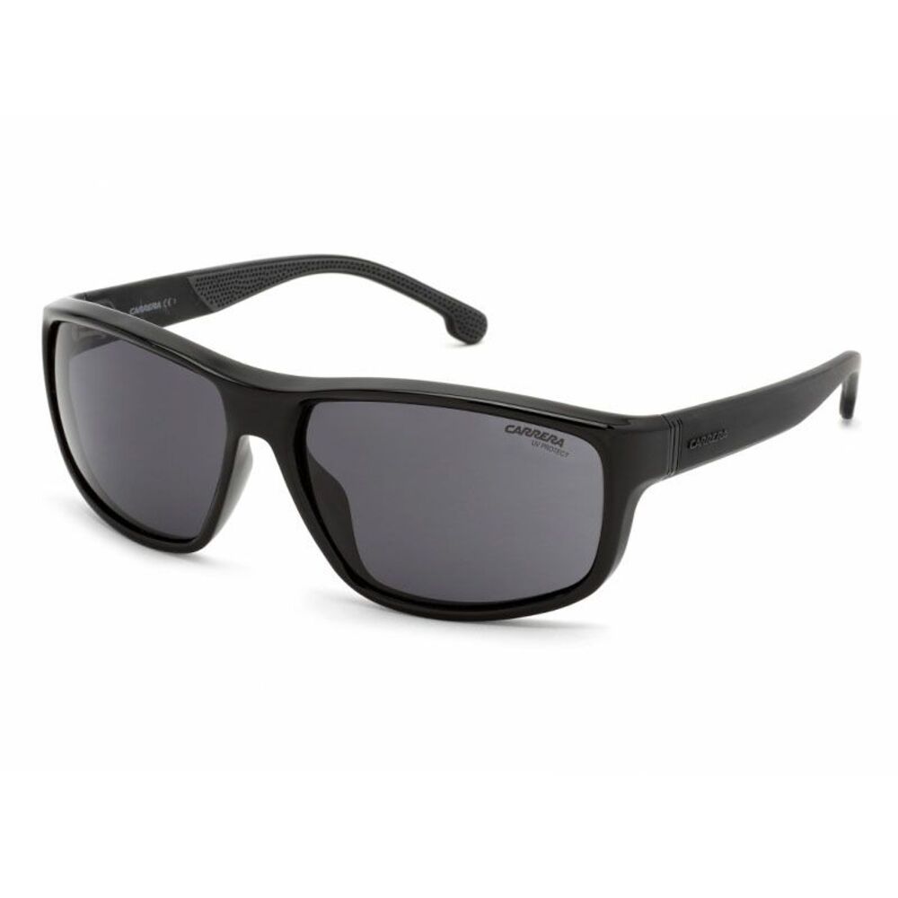 Carrera Sunglasses Rectangle Full Rim, Black Frame and Grey Blue Lens